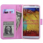 Wholesale Note 3 Quilted Flip Leather Wallet Case w Stand and Strap (Purple)